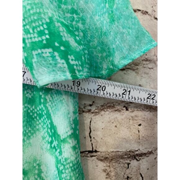 Judith March Dress Womens Large Turquoise Snakeskin Print Flowy Flutter Sleeve - Picture 7 of 12